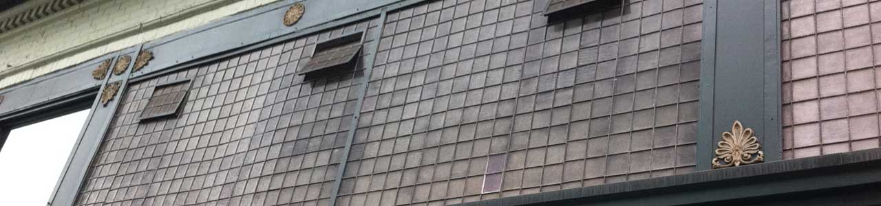 transom windows with glass prism tiles